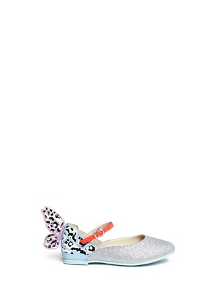 Main View - Click To Enlarge - SOPHIA WEBSTER - 'Chiara Leopard Mini' butterfly appliqué glitter toddler flats