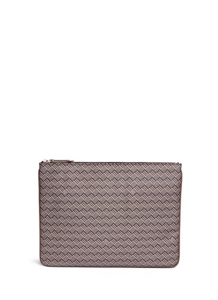 Main View - Click To Enlarge - DELAGE - 'Pochette Plate GM' basketweave print canvas pouch