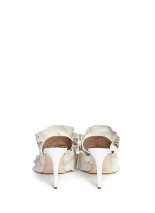 Back View - Click To Enlarge - ALEXANDER WHITE - 'Issey' suede ruffle patent leather mules