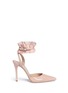Main View - Click To Enlarge - ALEXANDER WHITE - 'Joie' ruched suede strap patent leather pumps
