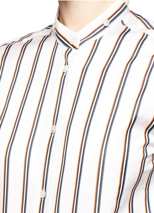 Detail View - Click To Enlarge - AALTO - Detachable collar double sleeves stripe shirt