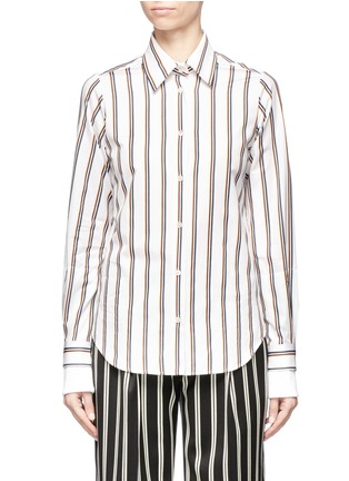 Main View - Click To Enlarge - AALTO - Detachable collar double sleeves stripe shirt
