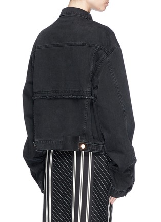 Back View - Click To Enlarge - AALTO - Frayed trim oversized denim jacket