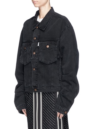 Front View - Click To Enlarge - AALTO - Frayed trim oversized denim jacket