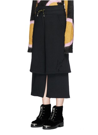 Front View - Click To Enlarge - AALTO - Drawstring layered cotton jersey culottes