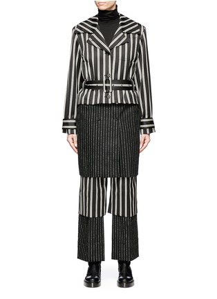 Main View - Click To Enlarge - AALTO - Belted panelled stripe wool blend trench coat