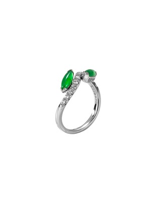 Figure View - Click To Enlarge - SAMUEL KUNG - Diamond jadeite 18k white gold ring