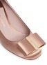 Detail View - Click To Enlarge - SALVATORE FERRAGAMO - 'Capua' metallic flower heel satin pumps