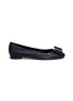 Main View - Click To Enlarge - SALVATORE FERRAGAMO - 'CAPUA' FLOWER HEEL BOW EMBELLISHED LEATHER BALLET FLATS