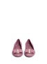Front View - Click To Enlarge - SALVATORE FERRAGAMO - 'Capua' metallic flower heel suede ballet flats
