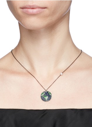 Figure View - Click To Enlarge - ASTLEY CLARKE - 'Western Earth' sapphire freshwater pearl 14k white gold pendant necklace