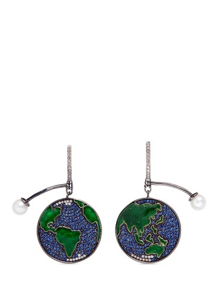 Main View - Click To Enlarge - ASTLEY CLARKE - 'Earth' sapphire freshwater pearl 14k white gold drop earrings