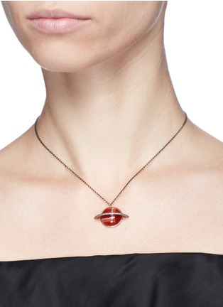 Figure View - Click To Enlarge - ASTLEY CLARKE - 'Agate Saturn' diamond 14k rose gold pendant necklace