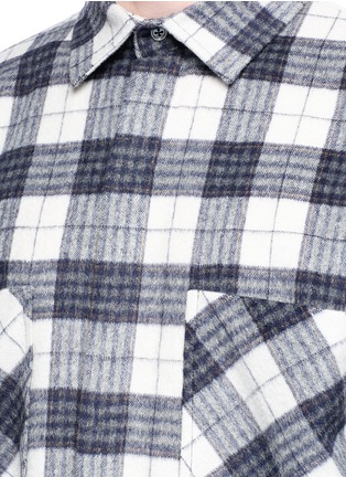 Detail View - Click To Enlarge - THE WORLD IS YOUR OYSTER - Felt panel check plaid flannel shirt