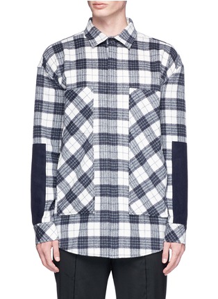 Main View - Click To Enlarge - THE WORLD IS YOUR OYSTER - Felt panel check plaid flannel shirt