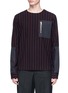 Main View - Click To Enlarge - THE WORLD IS YOUR OYSTER - Woven panel stripe wool sweatshirt