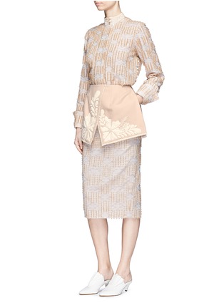 Figure View - Click To Enlarge -  - 'Ratu Boko' floral embroidered overlay fil coupé skirt
