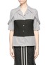 Main View - Click To Enlarge - AALTO - Button shoulder strap mock corset stripe poplin shirt