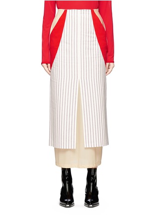 Main View - Click To Enlarge - AALTO - Jersey underlay stripe cotton canvas maxi pencil skirt