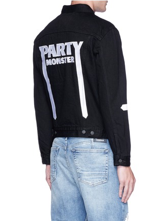 Back View - Click To Enlarge - THE WEEKND - 'Party Monster' embroidered raw denim jacket