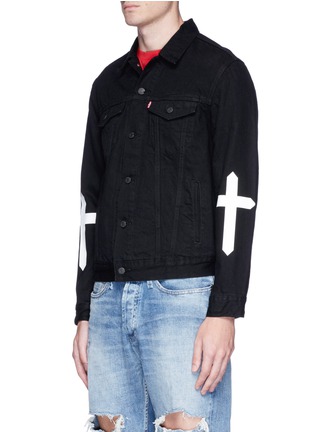 Front View - Click To Enlarge - THE WEEKND - 'Party Monster' embroidered raw denim jacket