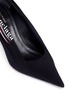 Detail View - Click To Enlarge - BALENCIAGA - 'Knife' presidential logo print ruched jersey pumps