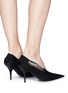 Front View - Click To Enlarge - BALENCIAGA - 'Knife' presidential logo print ruched jersey pumps