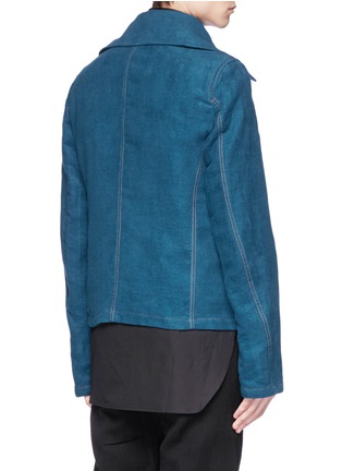 Back View - Click To Enlarge - ANN DEMEULEMEESTER - Detachable collar cotton-linen jacket