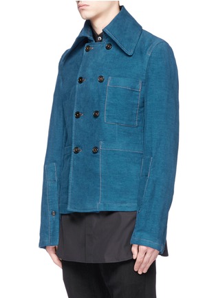 Front View - Click To Enlarge - ANN DEMEULEMEESTER - Detachable collar cotton-linen jacket