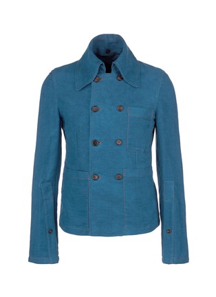 Main View - Click To Enlarge - ANN DEMEULEMEESTER - Detachable collar cotton-linen jacket
