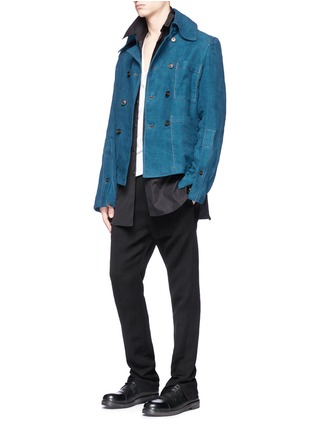 Figure View - Click To Enlarge - ANN DEMEULEMEESTER - Detachable collar cotton-linen jacket