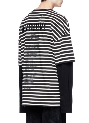 Back View - Click To Enlarge - JUUN.J - 'ARCHIVE' embroidered stripe oversized long sleeve T-shirt