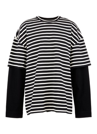 Main View - Click To Enlarge - JUUN.J - 'ARCHIVE' embroidered stripe oversized long sleeve T-shirt