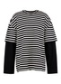 Main View - Click To Enlarge - JUUN.J - 'ARCHIVE' embroidered stripe oversized long sleeve T-shirt