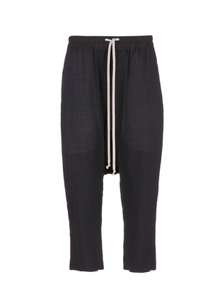 Main View - Click To Enlarge - RICK OWENS  - Dropped crotch virgin wool-silk cropped jogging pants