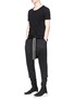 Figure View - Click To Enlarge - RICK OWENS  - Dropped crotch virgin wool-silk cropped jogging pants
