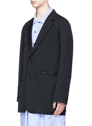 Front View - Click To Enlarge - YOHJI YAMAMOTO - Zip pocket wool twill soft blazer