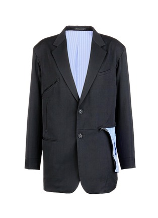 Main View - Click To Enlarge - YOHJI YAMAMOTO - Zip pocket wool twill soft blazer