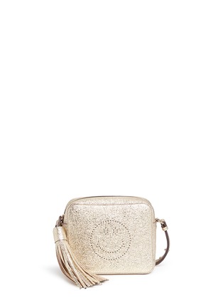 Main View - Click To Enlarge - ANYA HINDMARCH - 'Smiley' crinkled metallic leather crossbody bag