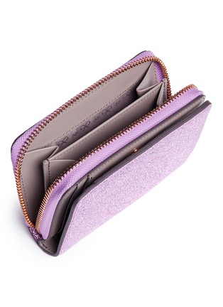 Detail View - Click To Enlarge - ANYA HINDMARCH - 'Smiley' crinkled metallic leather compact zip wallet