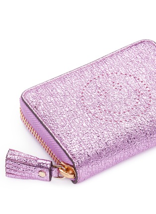 Detail View - Click To Enlarge - ANYA HINDMARCH - 'Smiley' crinkled metallic leather small zip wallet