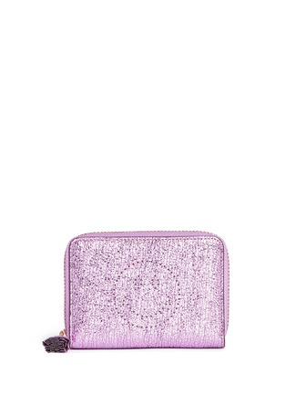 Main View - Click To Enlarge - ANYA HINDMARCH - 'Smiley' crinkled metallic leather small zip wallet