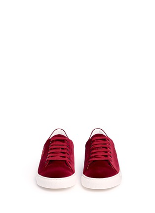 Front View - Click To Enlarge - ANYA HINDMARCH - 'Heart' glitter embossed velvet sneakers
