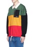Front View - Click To Enlarge - PALM ANGELS - Stripe drawstring hem polo sweatshirt