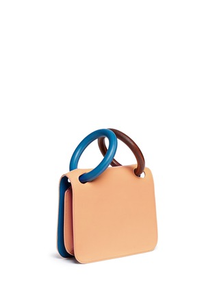 Detail View - Click To Enlarge - ROKSANDA - 'Neneh' wooden ring handle calfskin leather bag