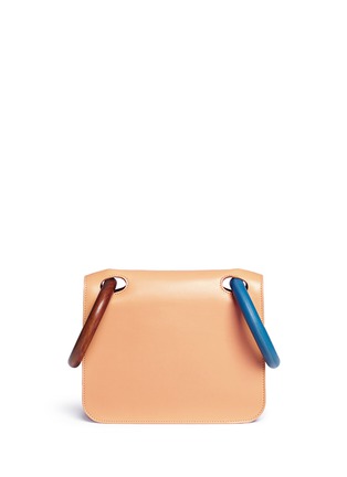 Detail View - Click To Enlarge - ROKSANDA - 'Neneh' wooden ring handle calfskin leather bag