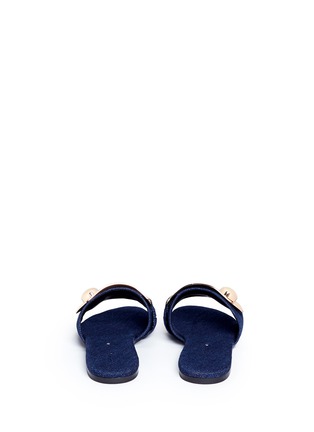 Back View - Click To Enlarge - STELLA LUNA - Turnlock buckle denim slide sandals