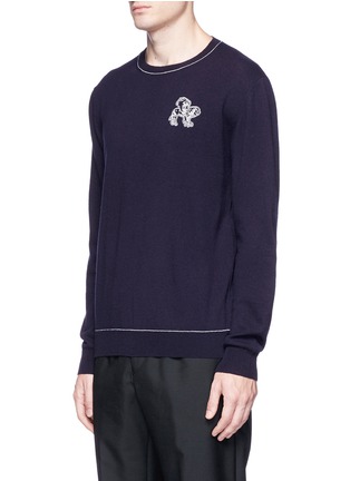 Front View - Click To Enlarge - STELLA MCCARTNEY - Winged lion embroidered virgin wool sweater