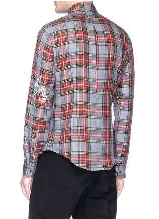 Back View - Click To Enlarge - STELLA MCCARTNEY - Winged creature embroidered tartan plaid shirt