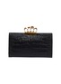 ALEXANDER MCQUEEN - Swarovski crystal croc embossed leather knuckle flat pouch